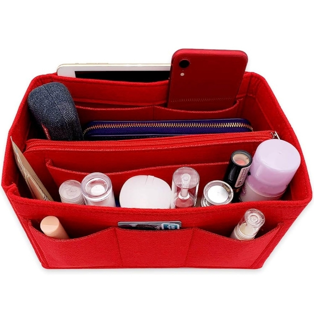 Purse Organizer Insert,OMYstyle Felt Bag Organizer with Zipper, Bag Handbag
